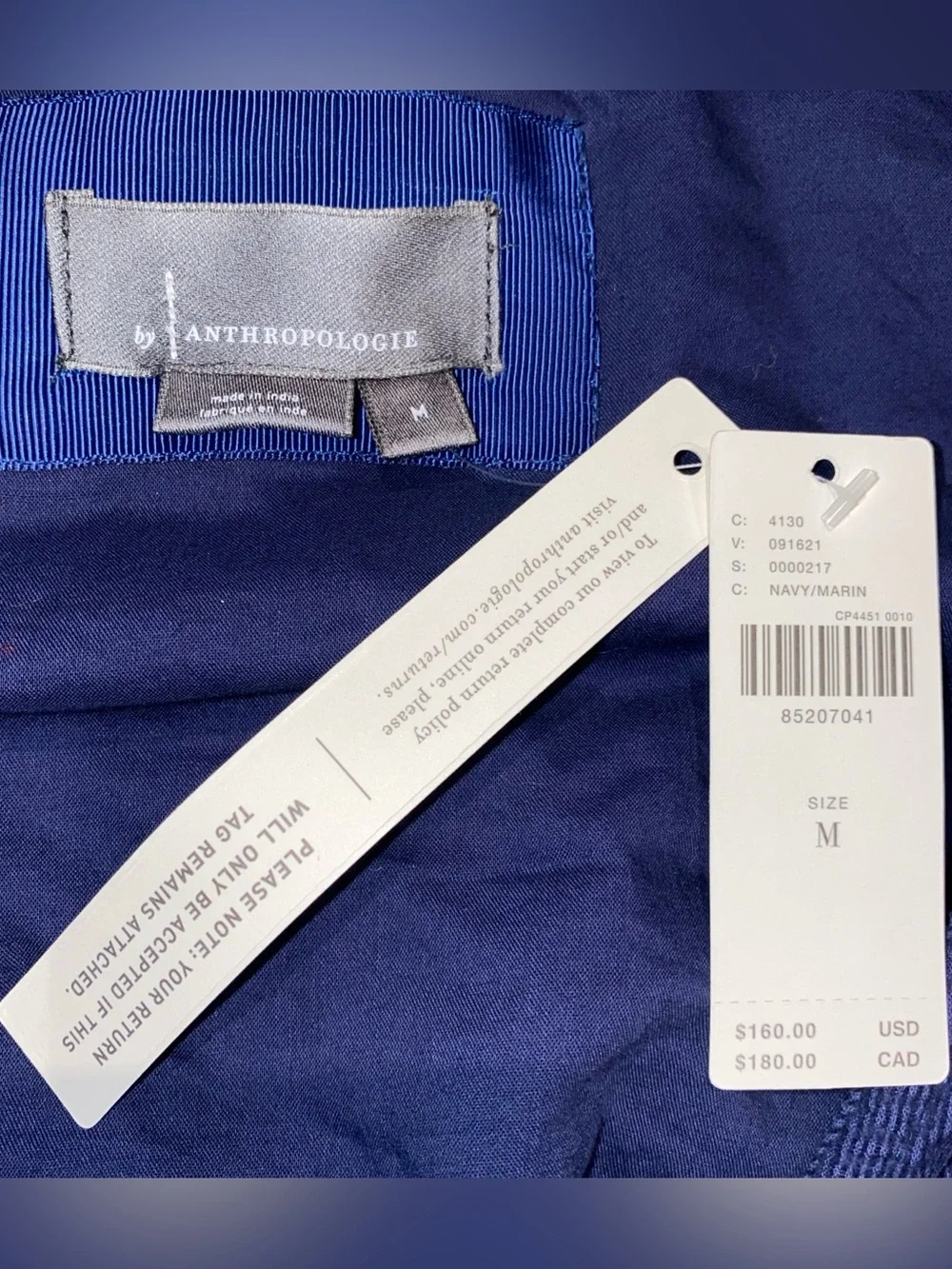 NWT Anthropologie The Katerina Button Front‎ Mini Dress Size M Corduroy Navy